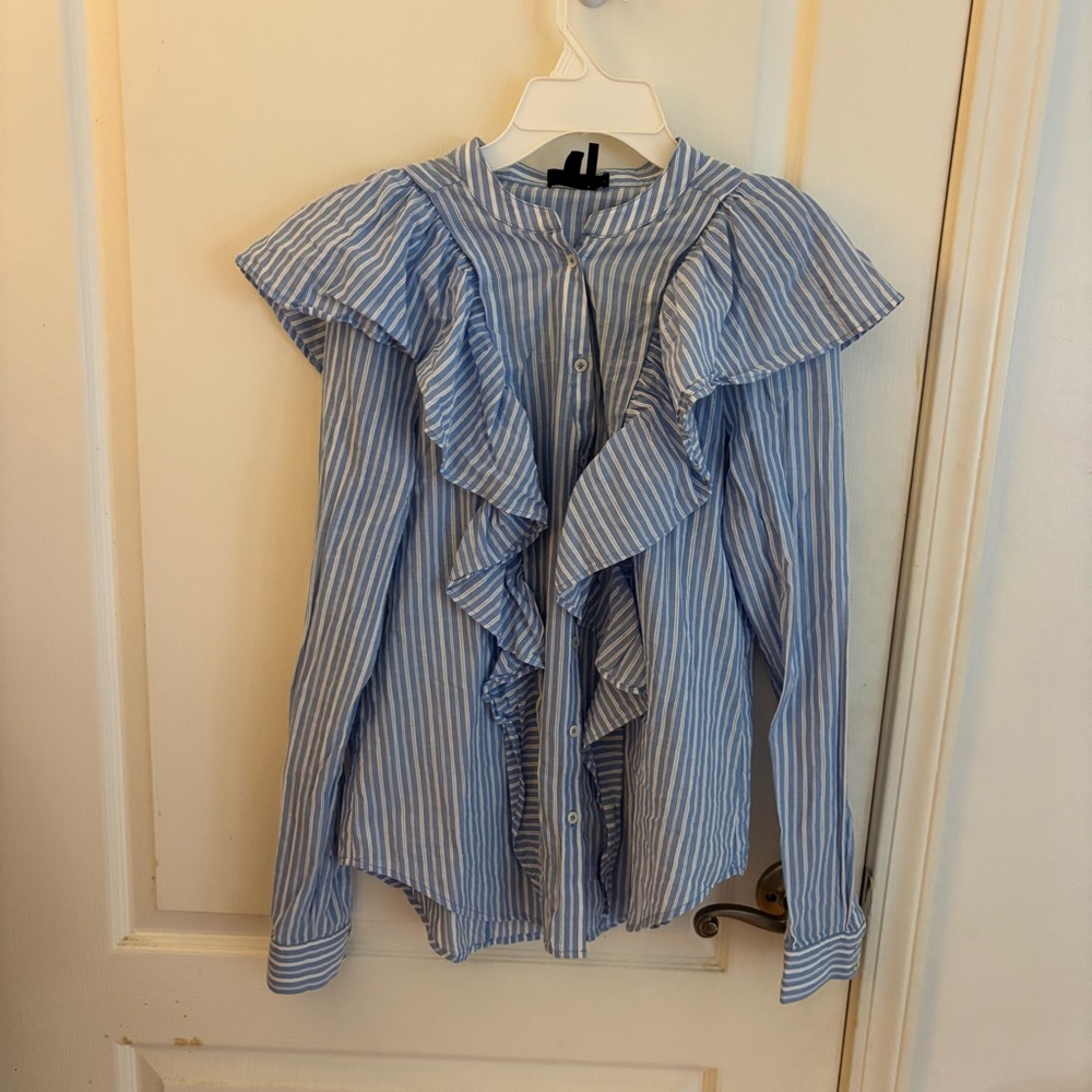 PAIGE striped ruffle blouse